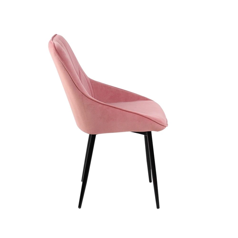 Chaise de salle à manger ou de restaurant en tissu rose avec dossier